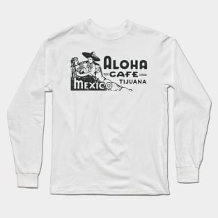 Tiki Bar / Aloha Cafe Tijuana Mexico / Black Print Long Sleeve T-Shirt